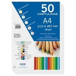 Dohe Pack of 50 Cardboards of 180 g/m2 - A4 Size - Neutral PH - Free of Elemental Chlorine - White Color