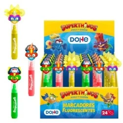 Dohe Superthings Display with 24 Fluorescent Markers - Chisel Tip - High Highlight - Assorted Colors