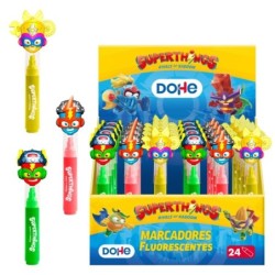 Présentoir Dohe Superthings avec 24 marqueurs fluorescents - Pointe biseautée - Forte surbrillance - Couleurs assorties