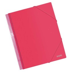 Dohe Carpeta con 20 Fundas Tamaño A4 - Tapa de Polipropileno Opaco de 800 Micras - Fundas Transparentes de 80 Micras - Espiral