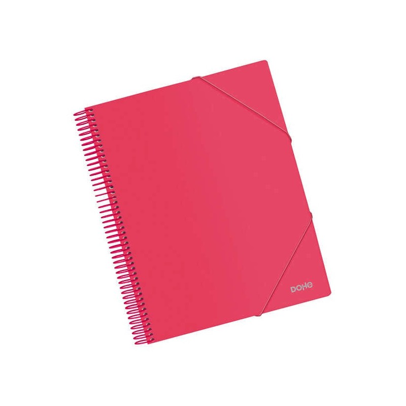 Dohe Carpeta con 20 Fundas Tamaño A4 - Tapa de Polipropileno Opaco de 800 Micras - Fundas Transparentes de 80 Micras - Espiral