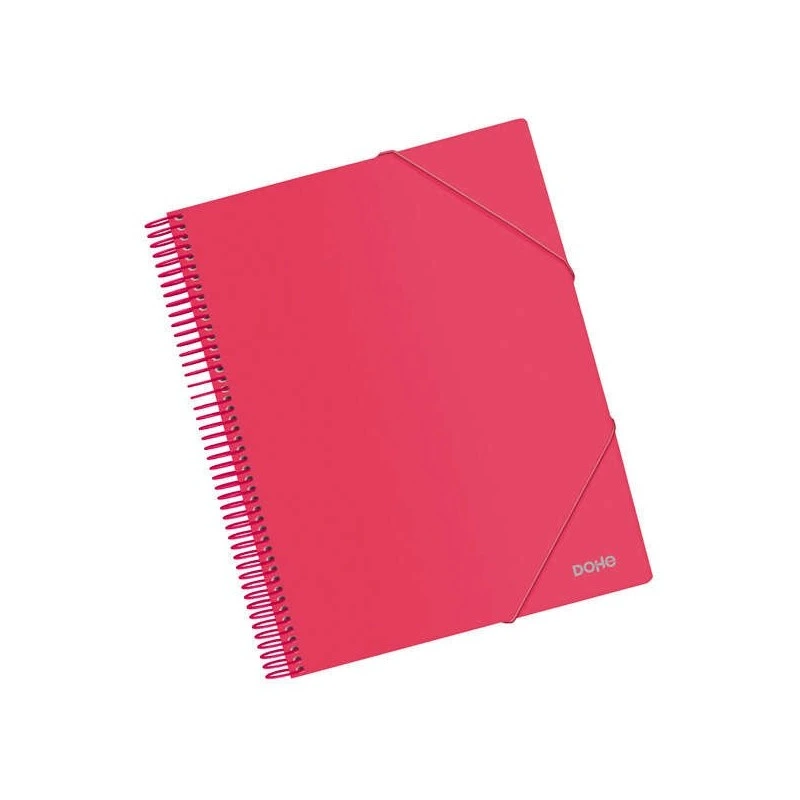 Dohe Carpeta con 20 Fundas Tamaño A4 - Tapa de Polipropileno Opaco de 800 Micras - Fundas Transparentes de 80 Micras - Espiral