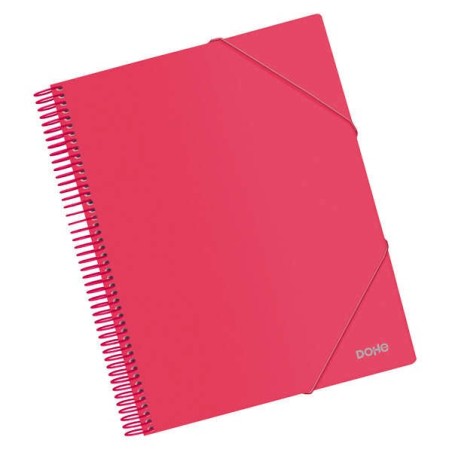 Dohe Carpeta con 20 Fundas Tamaño A4 - Tapa de Polipropileno Opaco de 800 Micras - Fundas Transparentes de 80 Micras - Espiral