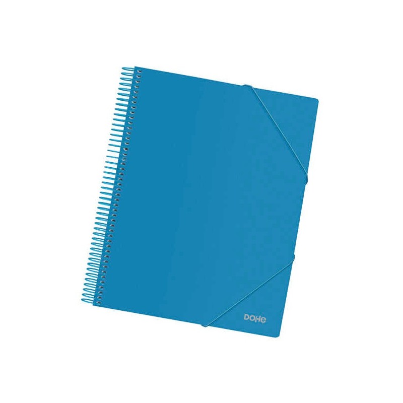 Dohe Carpeta con 30 Fundas Tamaño A4 - Tapa de Polipropileno Opaco 800 Micras - Fundas Transparentes 80 Micras - Espiral de
