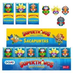 Display Dohe Superthings com 24 apontadores de lápis - PVC - Lâmina de aço - Formatos variados