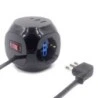 Ewent Power Strip with 6 Cube-Shaped Tabletop Outlets - 3 L/F Outlets (Schuko) - 2x USB-A - 1x USB-C - Flat Angled Italian Plug