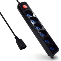 Multiprise Ewent avec 6 prises de type L/F (Schuko) pour UPS - Protection contre les surtensions - Protection enfants