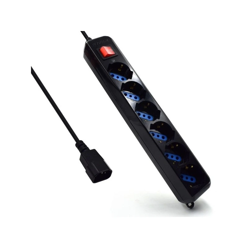 Multiprise Ewent avec 6 prises de type L/F (Schuko) pour UPS - Protection contre les surtensions - Protection enfants