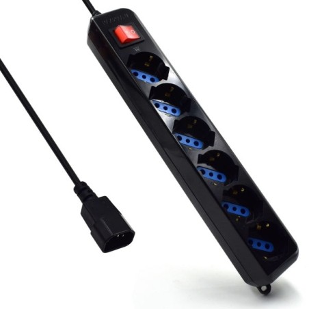 Multiprise Ewent avec 6 prises de type L/F (Schuko) pour UPS - Protection contre les surtensions - Protection enfants