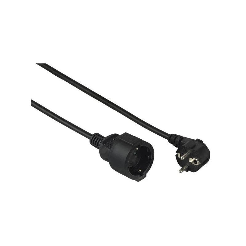 Hama Cable de Alimentacion Alargador Acodado - Potencia Maxima 3680W - Longitud 2m - Seccion 1.5mm2 - Schuko CEE7 - Color Black
