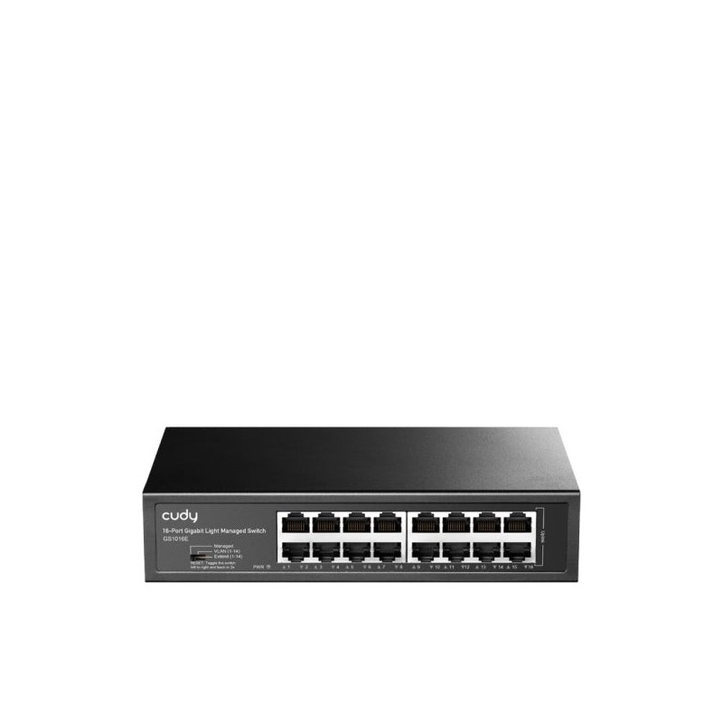 Cudy Switch Gigabit de 16 Puertos - Facil Administracion - Carcasa de Metal para Montaje en Rack - Plug and Play - Kit de