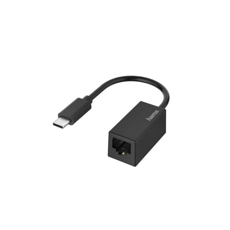 Hama Adaptador de Red - USB-C Macho - Ethernet RJ45 Hembra - Color Noir
