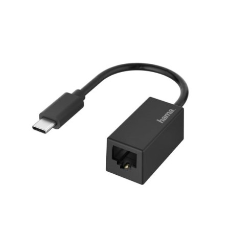 Hama Adaptador de Red - USB-C Macho - Ethernet RJ45 Hembra - Color Noir