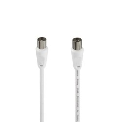 Hama Entry Male/Female Coaxial Aerial Cable - Length 3m - 75dB Screening - 75Ohm Impedance - White