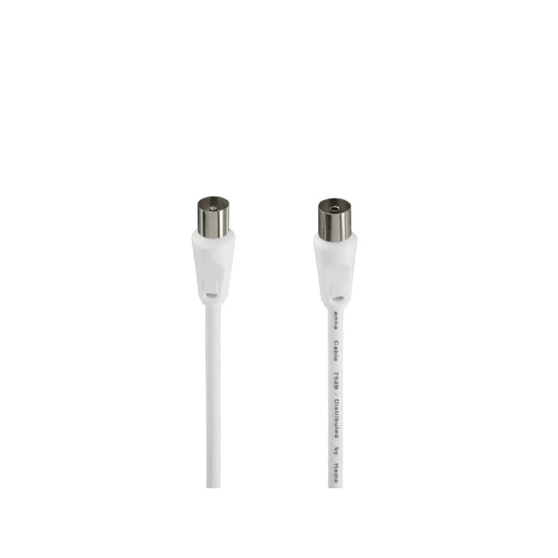 Hama Entry Male/Female Coaxial Aerial Cable - Length 3m - 75dB Screening - 75Ohm Impedance - White
