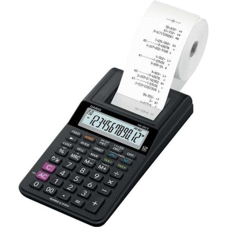 Casio HR-8RCE Compact Desktop Printing Calculator - 12 Digit Display - 2 Lines per Second Printing - Black