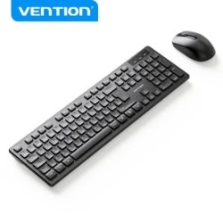 Vention KTD Wireless Keyboard and Mouse Combo - 2.4GHz Connection - 1200 DPI - 104 Keys - Black