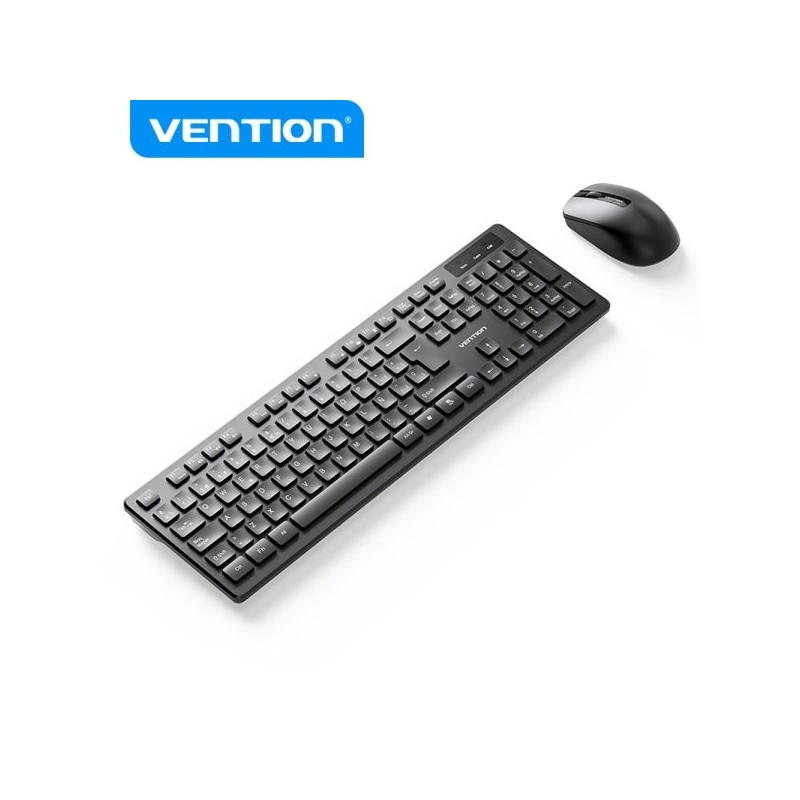 Vention KTD Combo Teclado y Raton Inalambrico - Conexion 2.4GHz - 1200 DPI - 104 Teclas - Color Negro