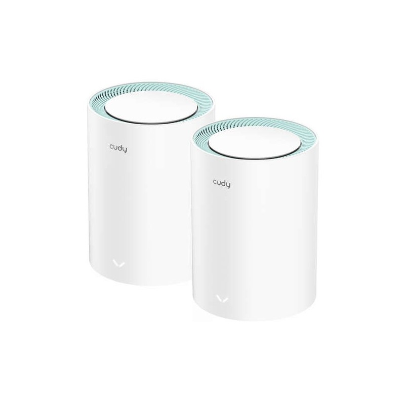 Cudy M1300 Pack de 2 Sistemas WiFi Mesh AC1200 Dual Band - 867Mbps em 5GHz, 300Mbps em 2,4GHz - 1x Porta LAN 1000/100/10Mbps