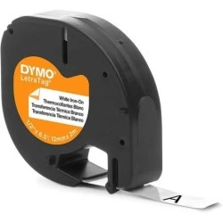 Dymo LetraTag S0718850 Cinta de Etiquetas Textiles de adhesion por plancha Original para Rotuladora - Texto negro sobre fondo