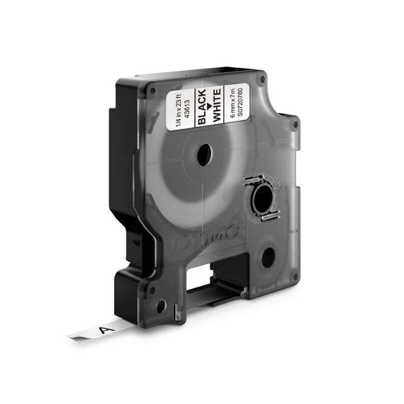 Dymo D1 Ruban d'Étiquettes Original pour Étiqueteuse - Texte Noir sur Fond Blanc - Largeur 6mm x 7 mètres - S0720780