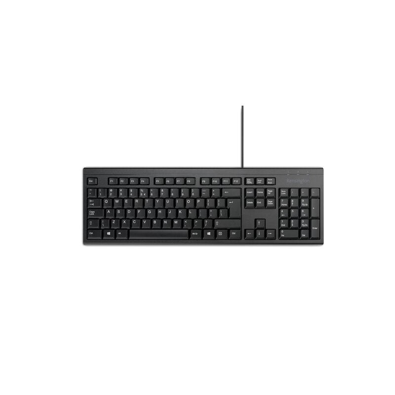 Kensington KB100 EQ Teclado Completo USB-A - Fabricado con 64% de Contenido Reciclado - Membrana a Prueba de Liquidos - Color