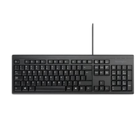 Kensington KB100 EQ Clavier Complet USB-A - Fabriqué avec 64% de Contenu Recyclé - Membrane Résistante aux Liquides - Couleur