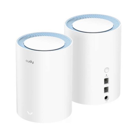 Cudy M1200 Pack of 2 WiFi Mesh AC1200 Dual Band Systems - 867Mbps at 5GHz, 300Mbps at 2,4GHz - 1x LAN Port 10/100Mbps, 1x WAN
