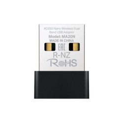 Mercusys MA20N Adaptador USB WiFi Doble Banda AC650 - Hasta 433Mbps 5GHZ, Hasta 200Mbps 2.4GHz - Color Black