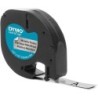 Dymo LetraTag S0721730 Cinta de Etiquetas Original para Rotuladora - Texto negro sobre fondo metalico - Ancho 12mm x 4 metros
