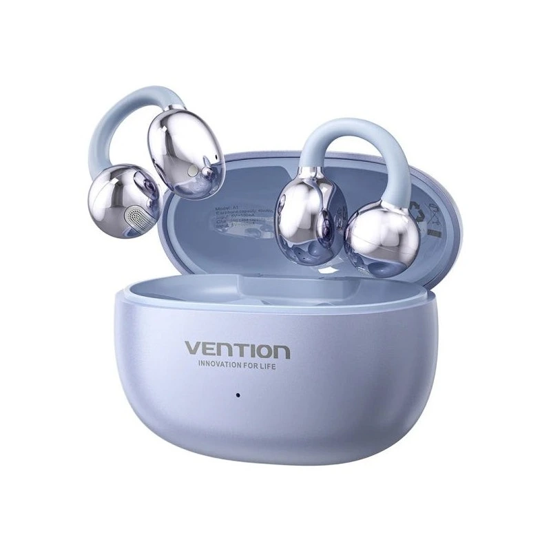 Vention A11 Clip-On Wireless In-Ear Earphones - Bluetooth 6.0 - 10m Range - Charging Case with 400mAh Battery - White