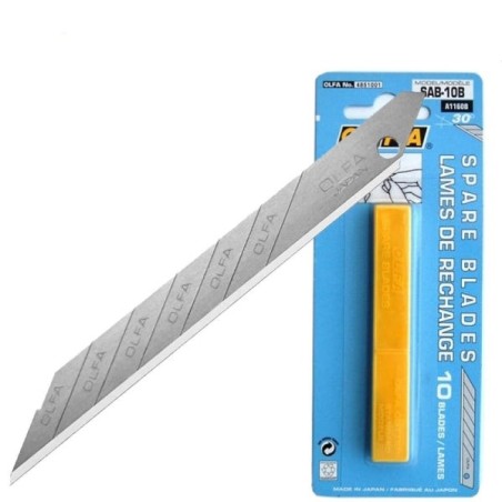 Olfa Pack of 10 Utility Knife Blades - 9mm Width, 74mm Length - 8 Segments