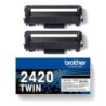 Brother TN2420 Preto Pack de 2 Cartuchos de Toner Originais - TN2420TWIN