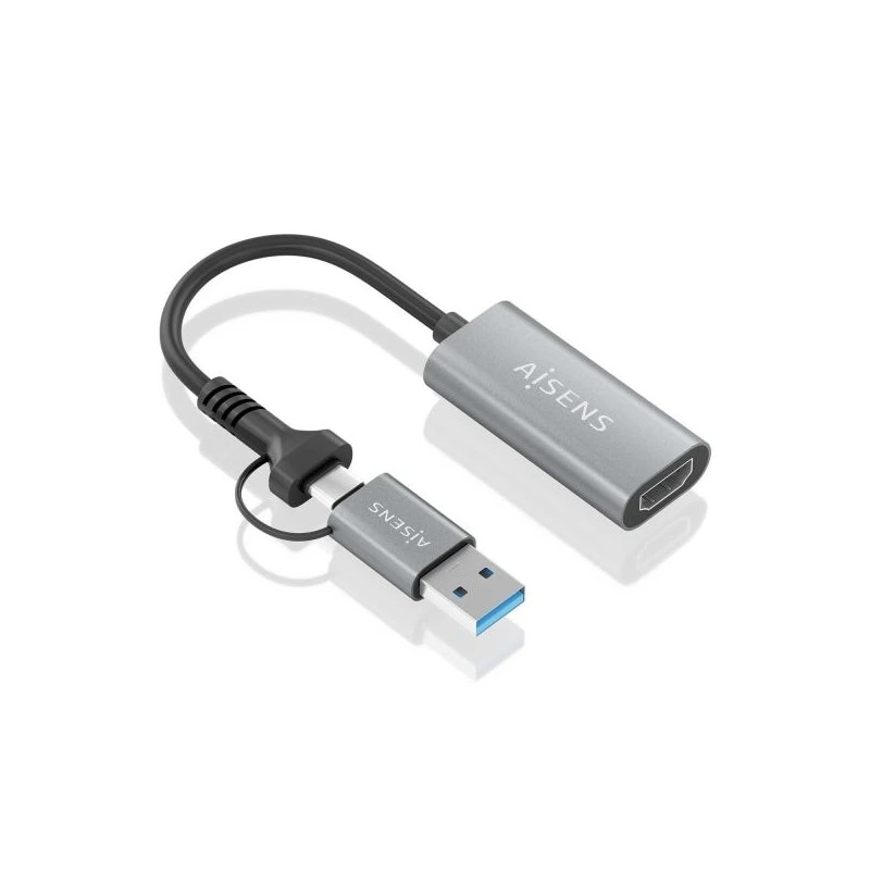 Aisens USB-A + USB-C to HDMI Converter, 1080p at 60Hz