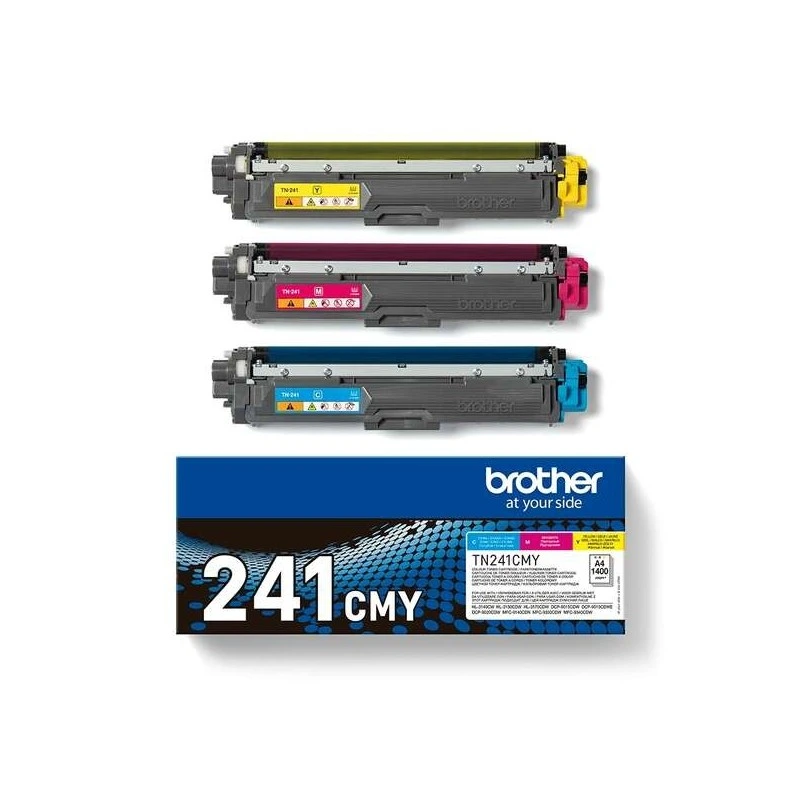 Brother TN241 Pack de 3 Cartuchos de Toner Originales - Cian, Magenta, Amarillo - TN241CMY