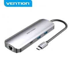 Vention Docking Station 9 en 1 USB-C vers HDMI 4K/2xUSB3.0/USB-C Gen1/RJ45/Lecteur TF/SD/Jack Audio/PD100W - 0.15m - Couleur