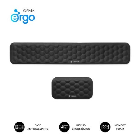 Subblim Ergo Airpadding Pack Keyboard and Mouse Wrist Rests - 65D Memory Foam - Breathable AirMesh Fabric