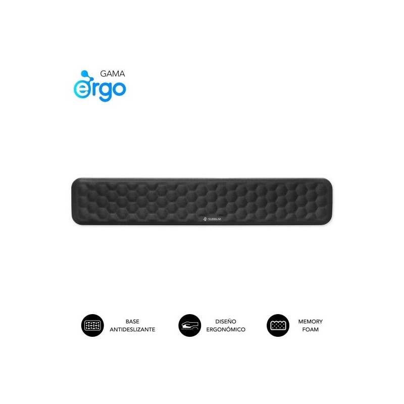 Subblim Ergo Airpadding Reposamuñecas para Teclado - Espuma Viscoelastica 65D - Tejido AirMesh Transpirable - Base
