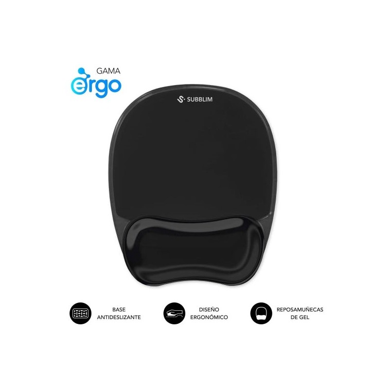 Subblim Ergo Crystal Flex Alfombrilla Ergonomica para Raton - Gel Refrigerante Autoajustable - Diseño Ondulado Ergonomico