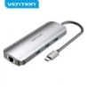 Vention Docking Station 9 en 1 USB-C vers HDMI 4K/3xUSB3.0/RJ45/Lecteur SD/MicroSD/Jack Audio/PD100W - 0.15m - Couleur Gris