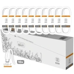TechOneTech Basik Pack of 10 Cables USB-A Male - USB-C Male - 1m Length