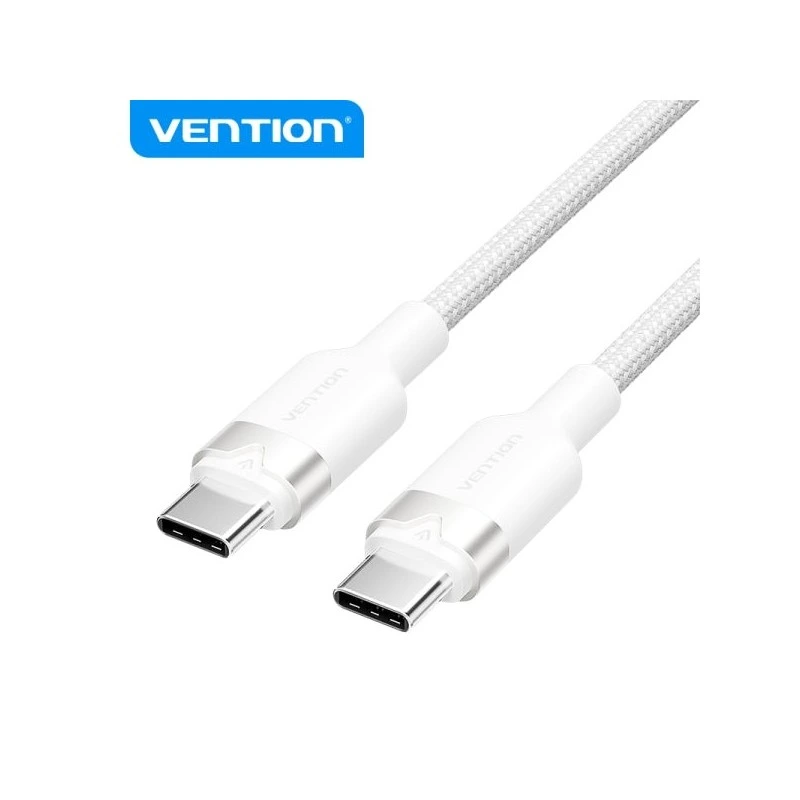 Vention Câble USB 2.0 Nickelé - 60W - 3A - 480Mbps - 2m - PVC + Aluminium - Couleur Blanc