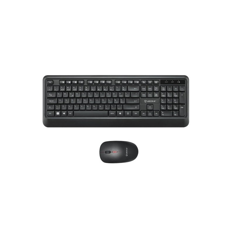 Unykach UK39 Compact Wireless Keyboard + Wireless Mouse Combo 1600dpi, 3 Buttons, Ambidextrous - Portuguese Layout