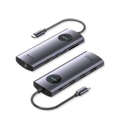 Vention Station d'Accueil 10 en 1 - 100W - Câble USB-C de 15cm Intégré - 2xHDMI 4K - Ethernet RJ45 - Displayport - USB-C