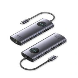 Vention Station d'Accueil 10 en 1 - 100W - Câble USB-C de 15cm Intégré - 2xHDMI 4K - Ethernet RJ45 - Displayport - USB-C