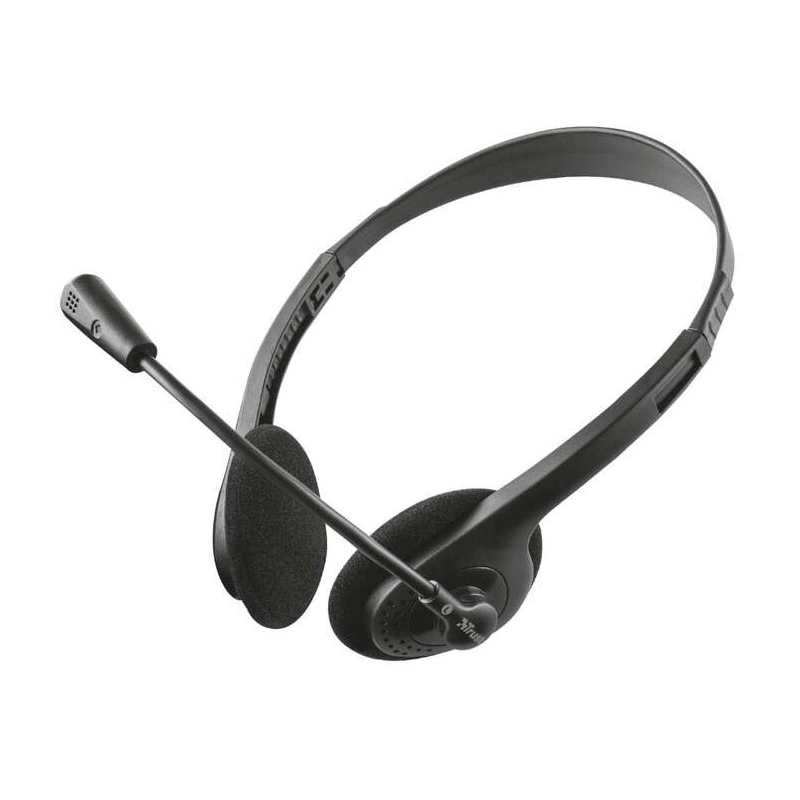 Trust Primo Chat Auscultadores com Microfone - Controlo de Volume - Diadema Ajustável - Jack 3.5mm - Cor Preto