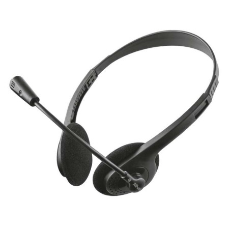 Trust Primo Chat Headset with Microphone - Volume Control - Adjustable Headband - 3.5mm Jack - Black