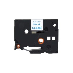Brother TZe133 Ruban d'Étiquettes Laminé Générique - Texte Bleu sur Fond Transparent - Largeur 12mm x 8 mètres