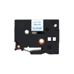 Brother TZe133 Ruban d'Étiquettes Laminé Générique - Texte Bleu sur Fond Transparent - Largeur 12mm x 8 mètres