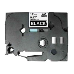 Brother TZe335 Compatible Laminated Label Tape - White Text on Black - Width 12mm x 8 metres